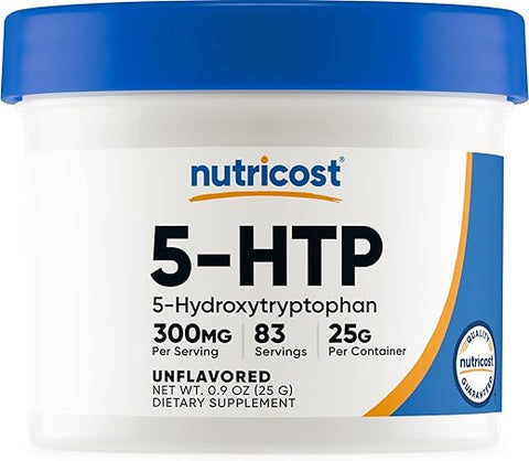 5-HTP em Pó 25g (300mg por Porção) – Livre de Glúten - Nutricost