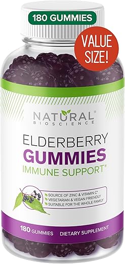 Natural BioScience - Gomas de Sabugueiro Sambucus com Vitamina C e Zinco – Suporte Diário para o Sistema Imunológico de Adultos