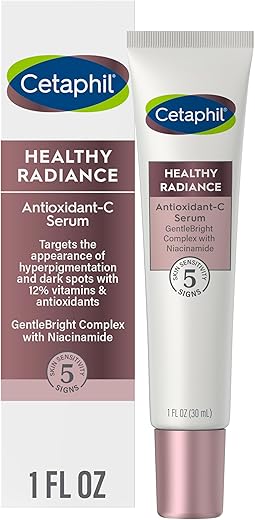 Face Serum: Serum Facial Antioxidante-C, Reduz Visivelmente Manchas Escuras e Hiperpigmentação, Pele Sensível, Hipoalergênico, Sem Fragrância - Cetaphil