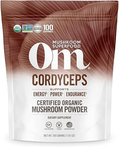OM - Om Organic Mushroom Superfood Powder Cordyceps 100 Porções Energia e Resistência 200g