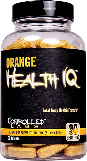 Orange Health IQ: Suplemento Diário para Homens e Mulheres, 90 Comprimidos, Aumenta a Resistência, Energia e Função Cardiovascular nos Treinos e Esportes - CONTROLLED LABS