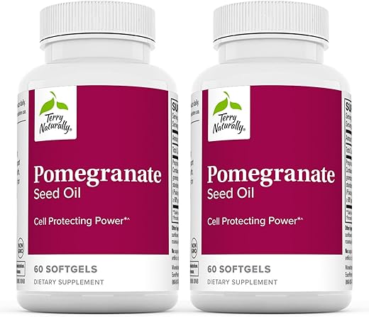 Óleo de Semente de Romã Terry Naturally – 60 Softgels – Poder Protetor Celular – Não-OGM, Livre de Glúten – 120 Porções Totais