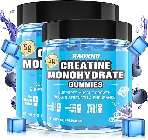 KAOXNU - Gomas de Creatina Monohidratada 5000mg – Embalagem com 2 unidades para Homens