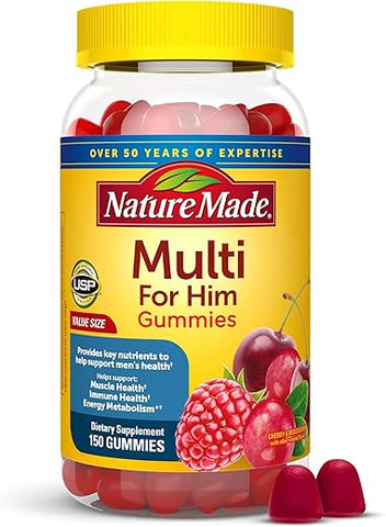 Multi para Ele, Multivitamínico para Homens para Suporte ao Metabolismo Energético, Vitaminas e Minerais para Homens, 150 Gomas, Suprimento de 75 Dias - Nature Made