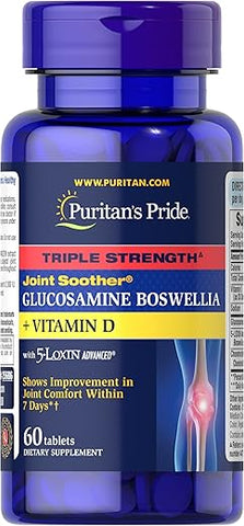 Puritan's Pride - Puritan’s Pride – Joint Soother® Triplo Forte com Glucosamina, Boswellia e Vitamina D – 60 Cápsulas