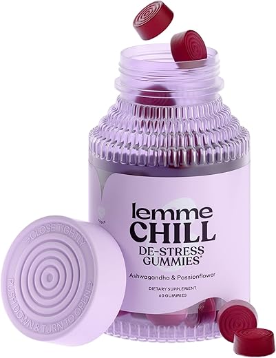 Chill Gummies Relaxantes com 300mg de KSM-66 Ashwagandha, Melissa e Passiflora  Lemme Chill - Lemme