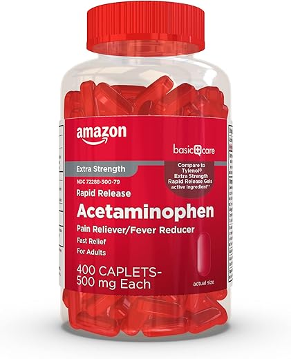 Acetaminophen 500 mg, Alívio Rápido, 400 Comprimidos - Amazon Basic Care