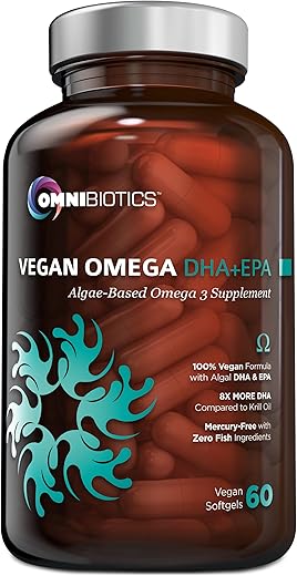OmniBiotics - Suplemento Vegan Omega 3 DHA EPA – Certificado MD Prenatal Vegan DHA com EPA | 8X Mais DHA que Óleo de Krill | Ômega 3 Vegano Livre de Peixes