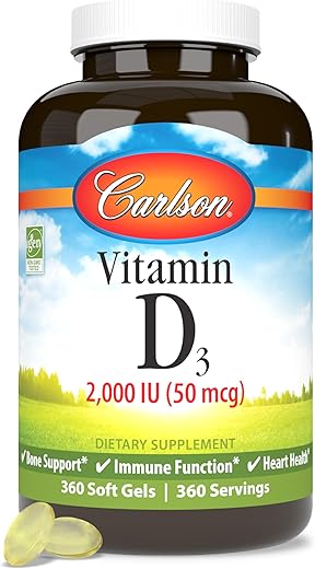 Vitamina D3, 2000 UI (50 mcg), Fortalecimento Ósseo - Carlson