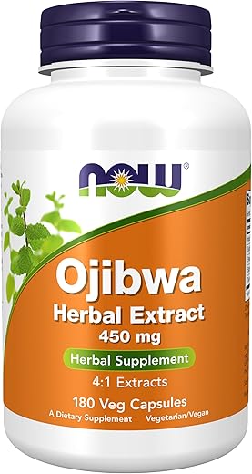 NOW Foods - Ojibwa Extrato Herbal 450 mg 180 Cápsulas Vegetais – Marca Ojibwa