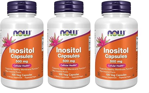 Inositol 500mg – 100 Cápsulas (Pacote com 3) – Compre Agora! - NOW Foods