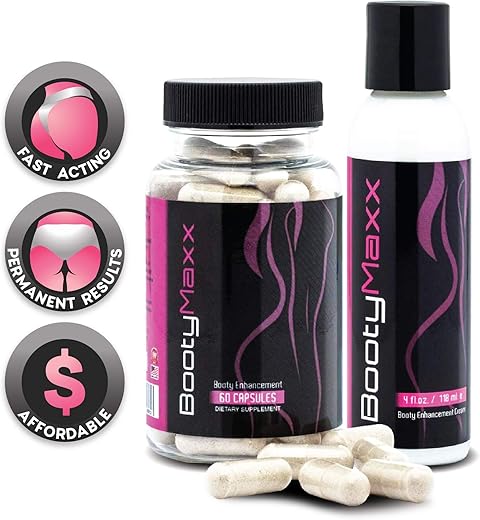 BootyMaxx - Kit Creme e Pílulas – Creme para Aumento de Glúteos – Creme Natural para um Bumbum Maior em Mulheres – Ajuda a Reduzir Celulite e Estimula o Crescimento dos Glúteos