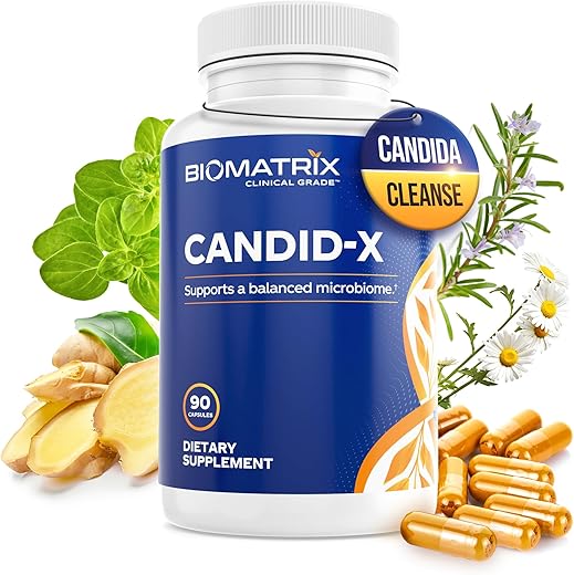 Candid-X Gut Cleanse com Berberina, Orégano, Caprilato de Sódio, Camomila, Gengibre, PAU D’arco | 90 Cápsulas | Suplemento Digestivo para Homens e Mulheres - BioMatrix