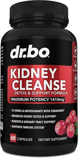 DR. BO - Suplemento Suporte Detox para Limpeza Renal – Natural Cranberry, Bagas de Zimbro, Buchu – Marca