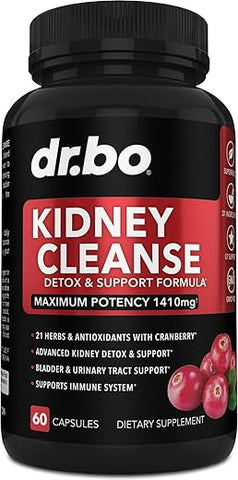 DR. BO - Suplemento Suporte Detox para Limpeza Renal – Natural Cranberry, Bagas de Zimbro, Buchu – Marca