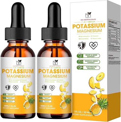 MABEFY - Suplemento Líquido de Potássio e Magnésio, Aspartato de Potássio 100mg com Complexo de Magnésio 1500mg, Cálcio, Vitamina D3, Zinco, Sem Açúcar