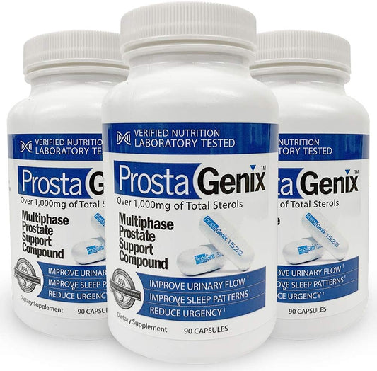 ProstaGenix - Cápsula de Suplemento de Próstata Multiphase – 3 Frascos – Apresentado no Programa de TV Investigativo de Larry King – Mais de 1 Milhão Vendidos – Acabe com as idas noturnas ao banheiro, urgência e micção frequente