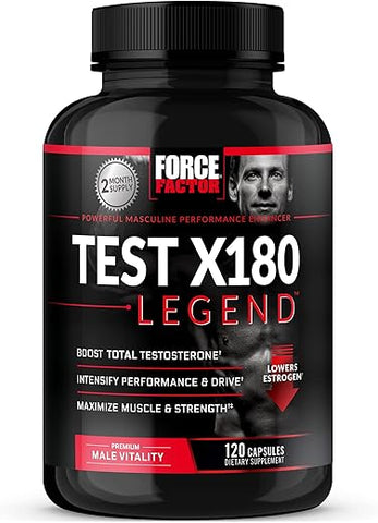 Force Factor - FORCE FACTOR Test X180 Legend – Impulsionador de Testosterona para Homens para Ganhar Massa Muscular