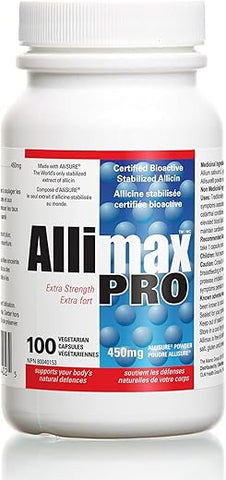 ALLIMAX - Allimax Pro 450mg 100 Vegicaps – Suplemento de Alho Allicin para Fortalecer a Imunidade do Corpo – Extrato Estabilizado de Allicin Extraído de Fontes Limpas