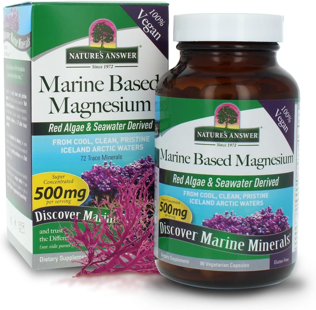 Nature's Answer - Nature’s Answer Magnésio Marinho Concentrado 500mg | Base Vegetal | Alga Vermelha | 500g