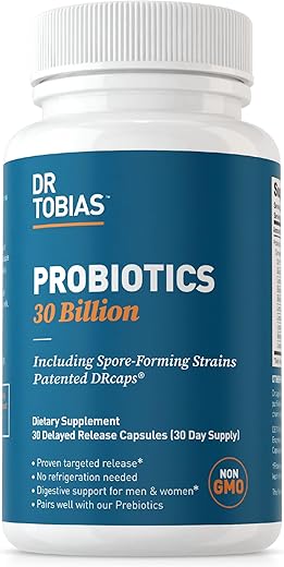 Probióticos 30 Bilhões, 10 Cepas, 30 Bilhões UFC’s, Liberação Direcionada para Saúde Digestiva, Probióticos Estáveis para Mulheres - Dr. Tobias