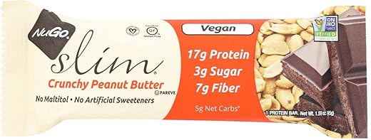 NuGo - Barra de Nutrição Nugo – Slim – Manteiga de Amendoim Crocante – 45g – Caixa com 12 unidades