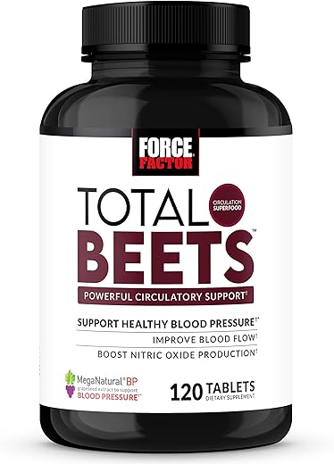 Total Beets: Suporte para Pressão Arterial com Extrato de Semente de Uva e Pó de Beterraba Não-OGM para Saúde Cardíaca e Circulação - Force Factor