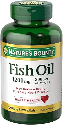 Nature's Bounty - Nature’s Bounty Óleo de Peixe, Suporte para a Saúde do Coração, 1200 mg, 120 Cápsulas Softgels de Liberação Rápida