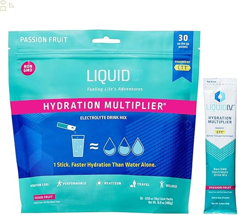 Generic - Hidratante Líquido Sabor Maracujá 30 Pacotes | Sachês de Pó Hidratante | Mistura de Bebida Eletrolítica | Embalagem Individual Fácil de Abrir | Não-OGM |