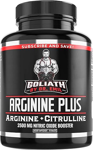 DR. EMIL NUTRITION - Dr. Emil’s ARGININE Plus – L Arginine L Citrulline – 2500 MG Alta Dose NO Booster Comprimidos – Suplemento de Óxido Nítrico para Vascularidade e Saúde Cardíaca (Arginina AAKG e…)