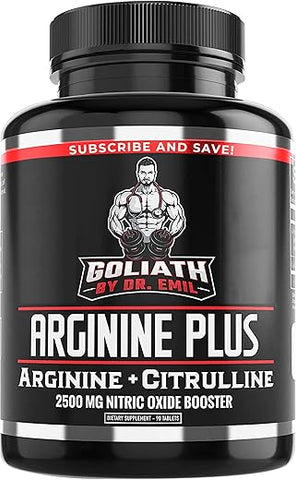 DR. EMIL NUTRITION - Dr. Emil’s ARGININE Plus – L Arginine L Citrulline – 2500 MG Alta Dose NO Booster Comprimidos – Suplemento de Óxido Nítrico para Vascularidade e Saúde Cardíaca (Arginina AAKG e…)