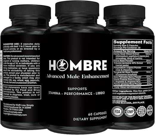 KUR Live Simply - Suplemento Hombre para Aumento Masculino – Ganhe 2 cm em 60 Dias com Nossas Pílulas de Ampliação para Homens – Crescimento Muscular, Aumento de Tamanho, Força e Resistência – Impulsionador de Energia, Performance e Resistência