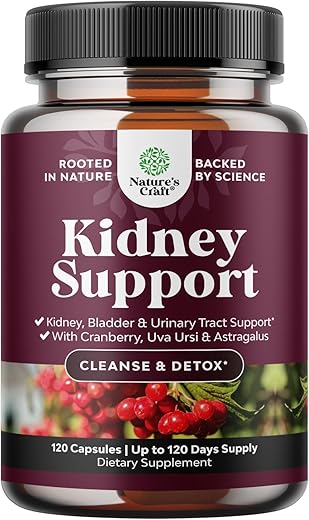 Natures Craft - Suplemento Cranberry para Suporte Renal para Mulheres e Homens – Fortalecimento Elevado para Limpeza e Desintoxicação Renal com Urtiga, Uva Ursi e Astragalus para Saúde Renal e da Bexiga