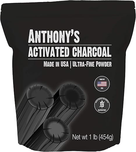 Anthony's - Carvão Ativado Anthony’s, 454g, Fabricado nos EUA, Ultra Fino, Sem Glúten