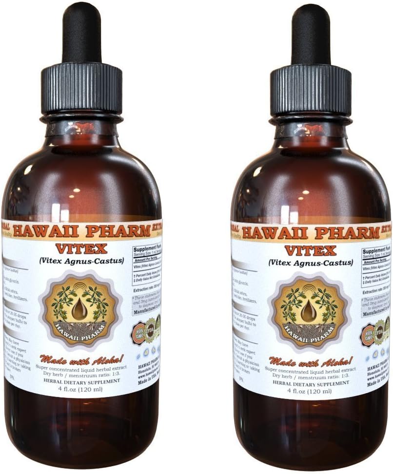 Vitex Líquido Orgânico (Vitex Agnus-Castus) – Extrato, Tintura Herbal, Hawaii Pharm, EUA – 2×60 ml
