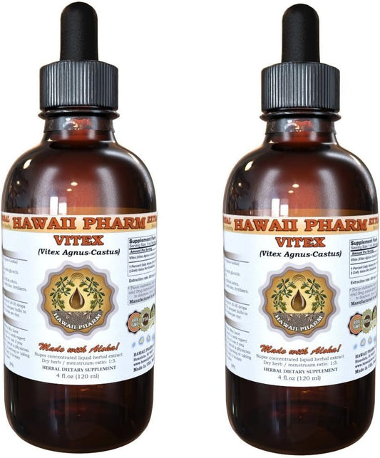 Vitex Líquido Orgânico (Vitex Agnus-Castus) – Extrato, Tintura Herbal, Hawaii Pharm, EUA – 2×60 ml