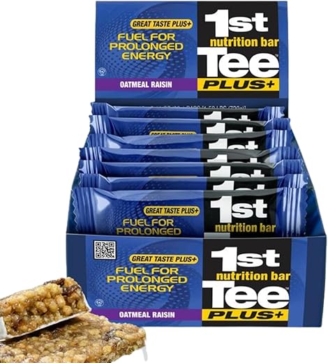 1ST TEE - 1st Tee PLUS Barras de Aveia com Passas feitas com Ingredientes Naturais | Melhores Barras de Aveia, Barra de Nutrição para Golf de Fácil Digestão 12-60g