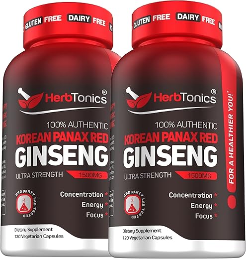 Ginseng Vermelho Coreano 1500mg – Alta Potência para Energia e Desempenho – Marca Herbtonics - Herbtonics