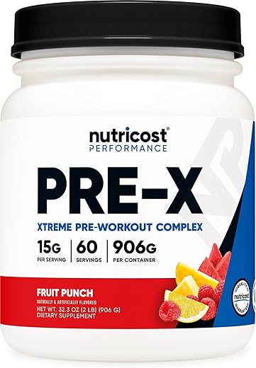 Pre-X Xtreme: Pó Complexo Pré-Treino, Sabor Frutas Vermelhas, 60 Porções, Vegetariano, Não-OGM e Sem Glúten - Nutricost
