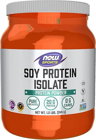 Sports Nutrition, Isolado de Proteína de Soja 20g, 0 Carboidratos, Pó sem Sabor, 1,2 Libras - NOW Foods