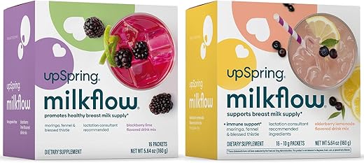 Milkflow Mixes para Bebida de Suplemento para Amamentação, Sem Fenacho, Moringa | BlackBerry Lime – 30g - UpSpring