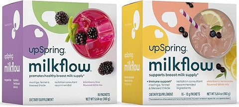 Milkflow Mixes para Bebida de Suplemento para Amamentação, Sem Fenacho, Moringa | BlackBerry Lime – 30g - UpSpring
