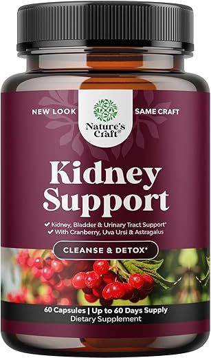 Natures Craft - Pílulas de Suporte Renal Cranberry para Mulheres e Homens – Detox de Limpeza Renal de Alta Potência