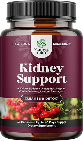 Natures Craft - Pílulas de Suporte Renal Cranberry para Mulheres e Homens – Detox de Limpeza Renal de Alta Potência