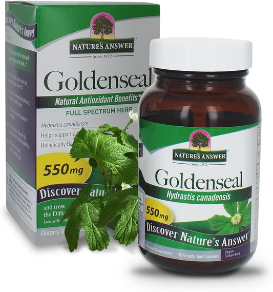 Nature's Answer - Cápsulas Vegetarianas de Raiz de Hydrastis canadensis Nature’s Answer, 50 unidades | Promove Bem-Estar Geral | Reforço Natural do Sistema Imunológico | Redutor de Inflamação