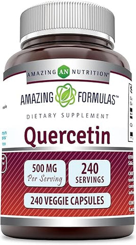 Amazing Nutrition - Amazing Formulas Quercetin 500mg Cápsulas Vegetais | Sem OGM | Sem Glúten | Suporte à Saúde Geral