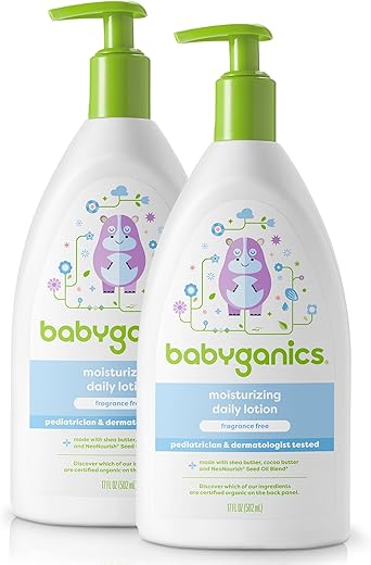Loção Diária, Sem Fragrância, Não Alérgica, 500ml (Pack com 2), Embalagem Pode Variar - Babyganics