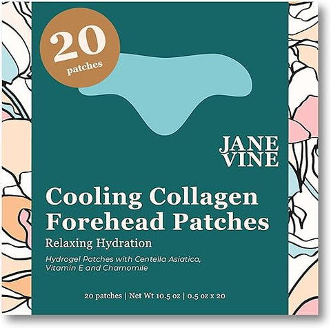JANE VINE - Patches para Rugas na Testa 20 Unidades – Hidratação Refrescante de Colágeno para Remover Linhas na Testa – Patches Faciais com Vitamina E