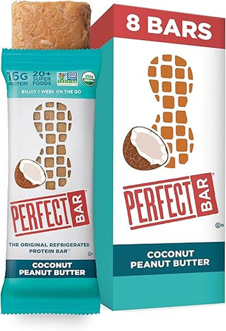 Barra de Proteína Refrigerada Perfect Bar Original, Coco Manteiga de Amendoim, 2,5 Onças (70g), 8 Unidades