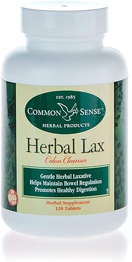 Common Sense Herbal Products - Herbal Lax: Limpeza do Cólon (120 Comprimidos) – Marca Herbal Lax